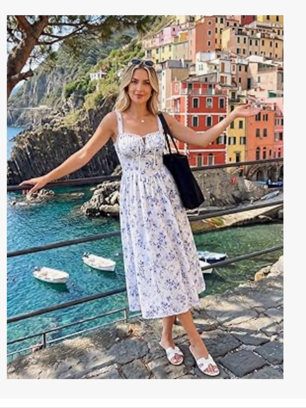 White Floral Milkmaid Sundress with Pockets - Women